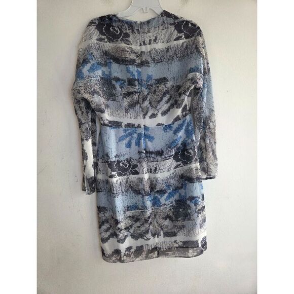 Reiss Women "Valetta" Blue Grey Moonlight Print V-Neck Faux Wrap Dress size 12 - Picture 6 of 9